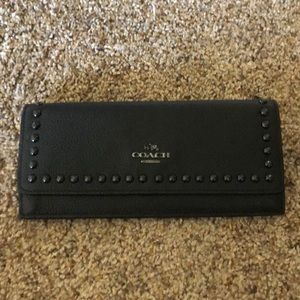 Coach black stud wallet